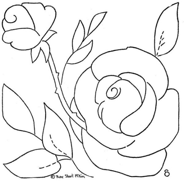 Шаблон розы для аппликации