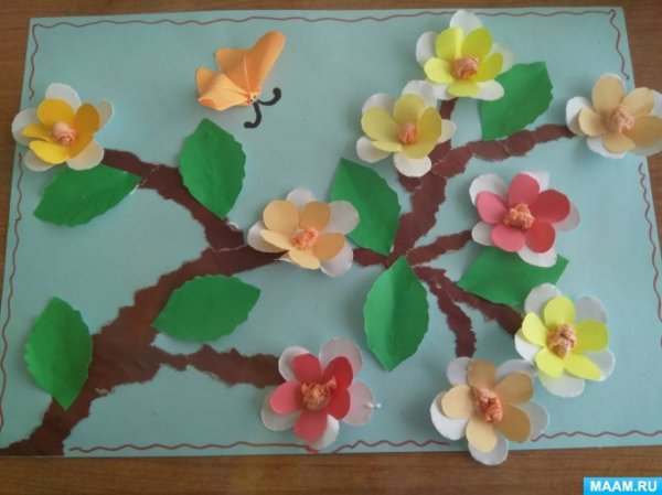 Аппликация Цветущая ветка в подготовительной группе