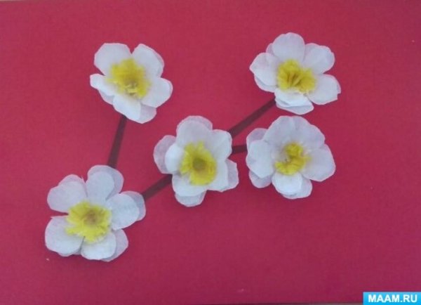 Яблоневые цветы из бумаги