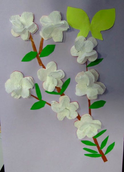 Цветы на ветке поделка