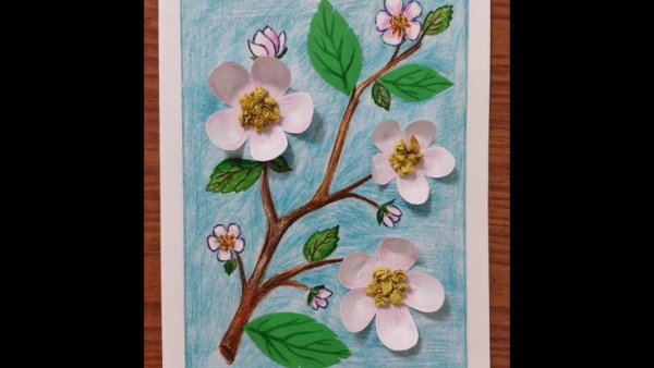 Аппликация ветка цветущей яблони