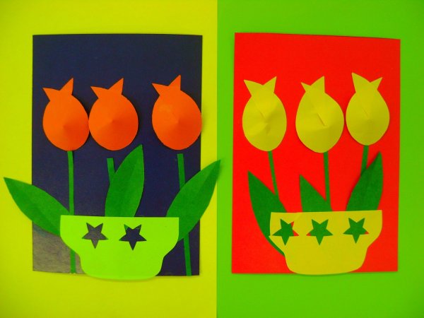 Тюльпаны аппликация из бумаги