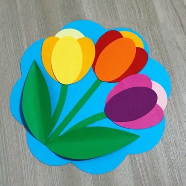 Аппликация букет тюльпанов