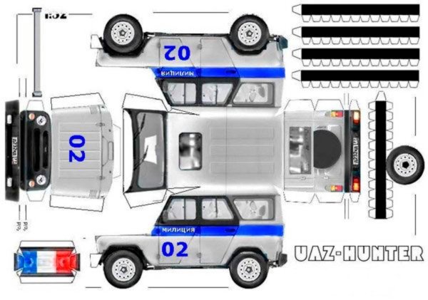УАЗ 469 из бумаги развертка