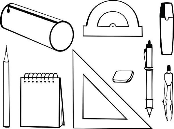 Раскраска школьные принадлежности