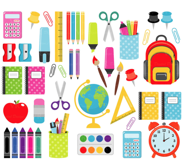 Школьные принадлежности для распечатки цветные