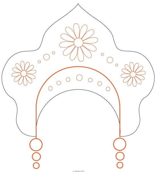 Кокошник трафарет