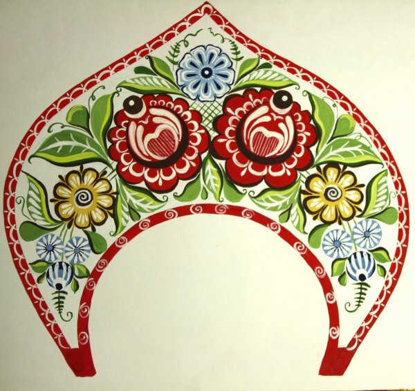 Кокошник Городецкая роспись