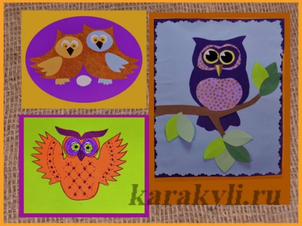 Сова аппликация из бумаги