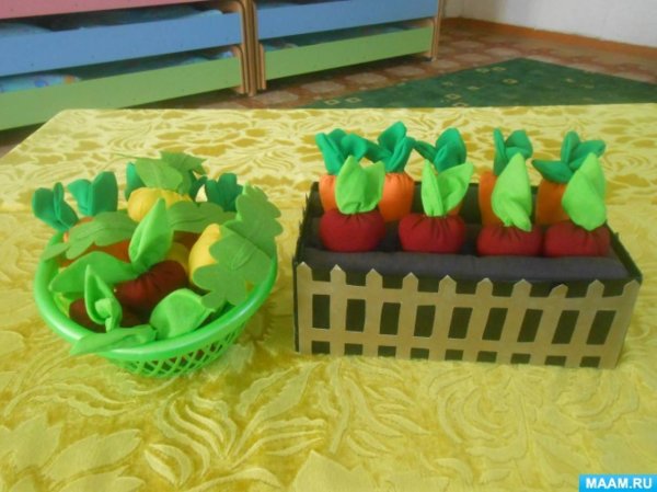Овощи на грядках для детского сада