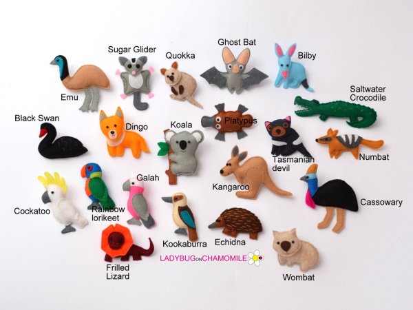 Животные Австралии из фетра