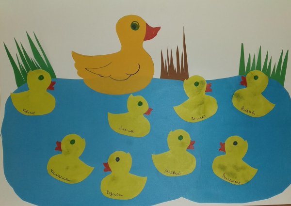Аппликация утка с утятами