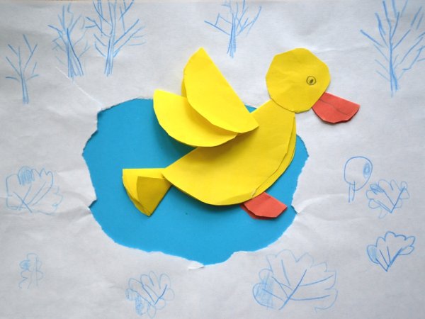Аппликация уточка в подготовительной группе