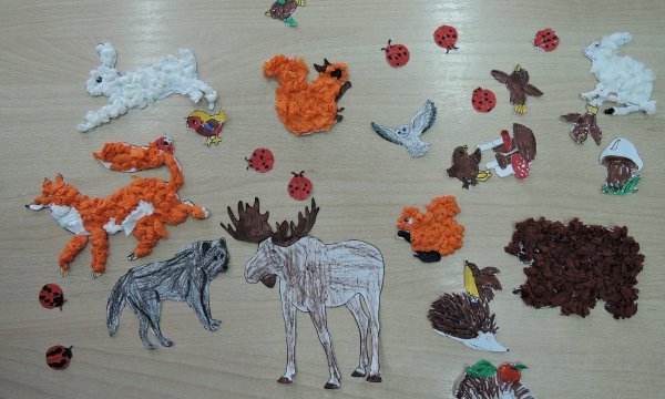 Аппликация на тему Дикие животные