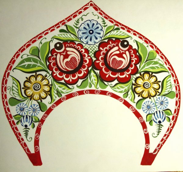 Кокошник дымка, Городец, Хохлома, Гжель