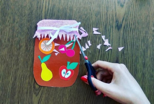 Аппликация баночка с вареньем