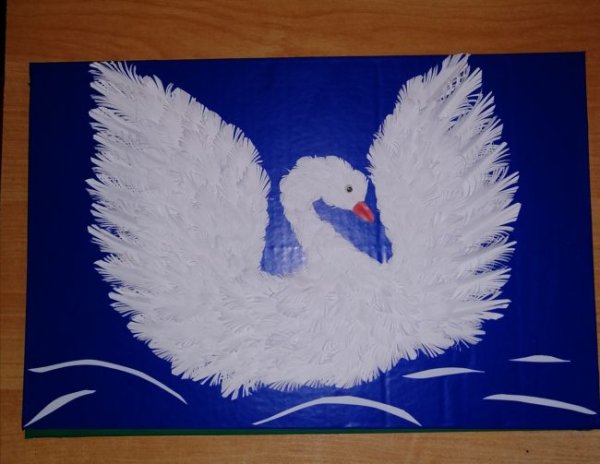 Лебедь аппликация из бумаги