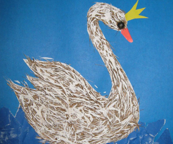 Аппликация лебедь