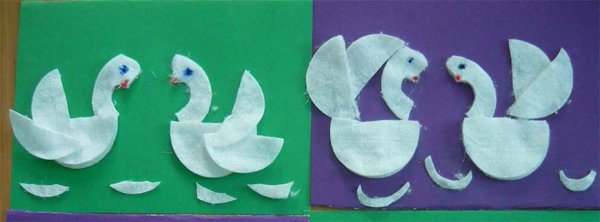 Птица из ватных дисков