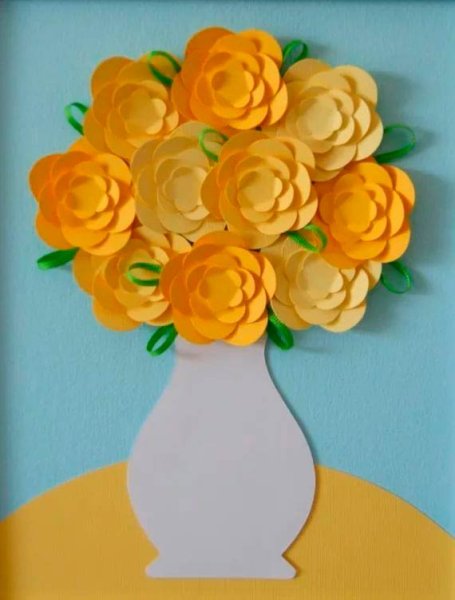 Ваза с цветами поделка из бумаги