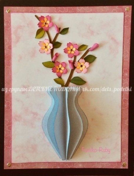 Аппликация объемная ваза