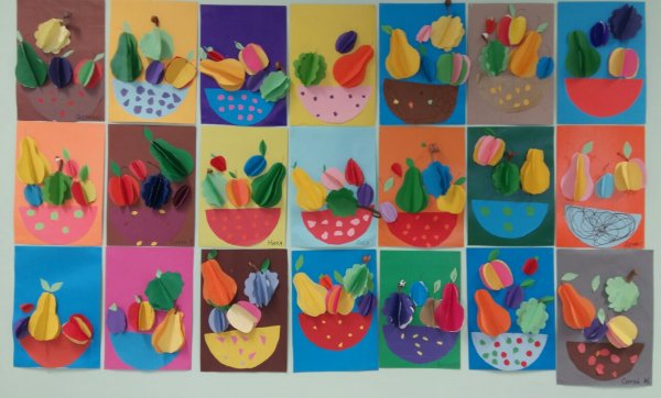 Аппликация ваза с фруктами