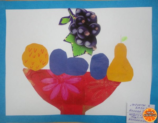 Аппликация ваза с фруктами