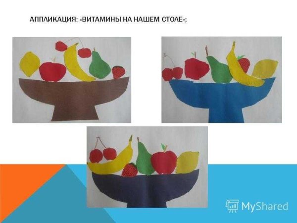 Аппликация ваза с фруктами