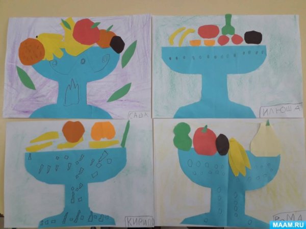 Аппликация фрукты в вазе в подготовительной группе