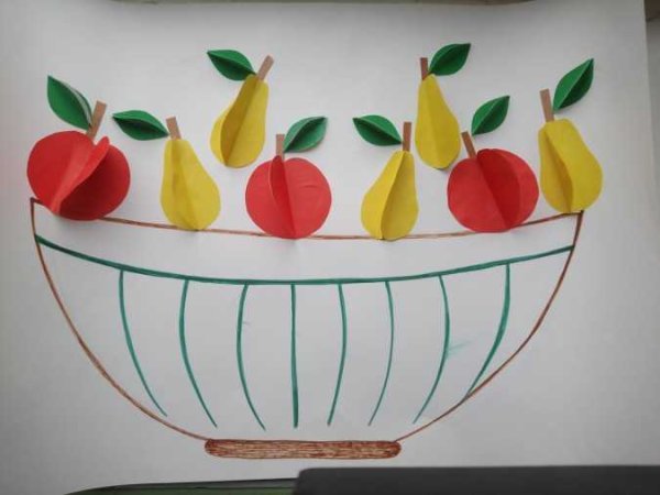 Аппликация фрукты в вазе