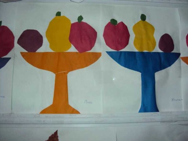 Аппликация ваза с фруктами