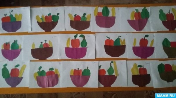 Аппликация фрукты в вазе в старшей группе