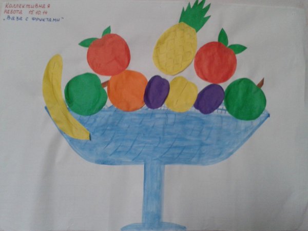 Аппликация фрукты в вазе