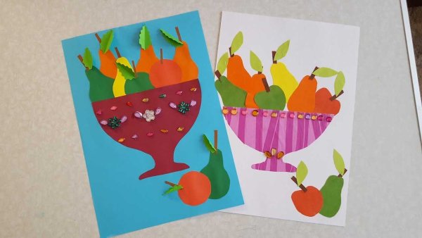 Аппликация ваза с фруктами