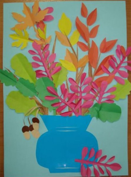 Аппликация осенний букет из цветной бумаги