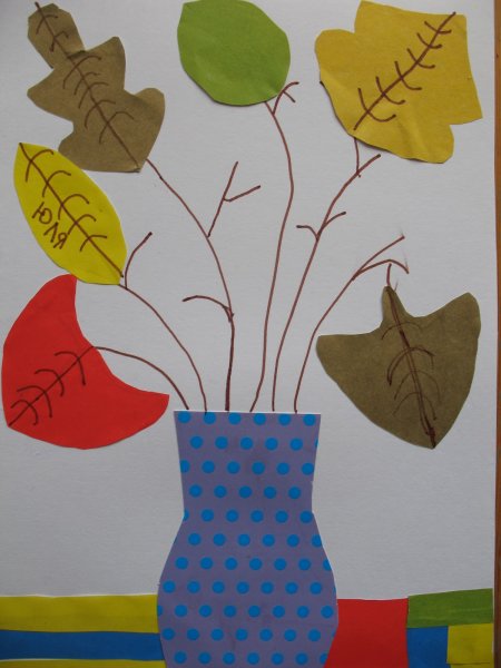 Аппликация ваза с ветками