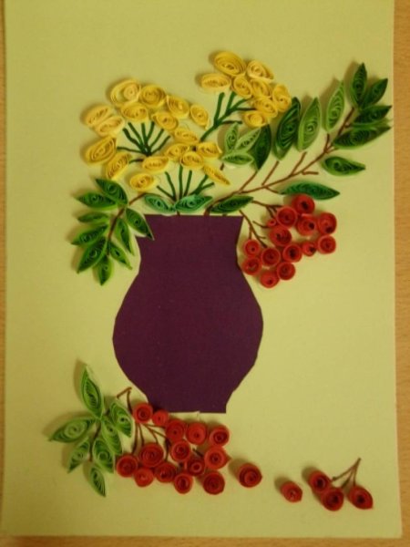 Осенние цветы в вазе аппликация