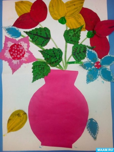 Аппликация цветы в вазе