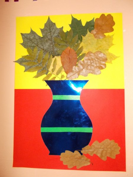 Аппликация листья в вазе