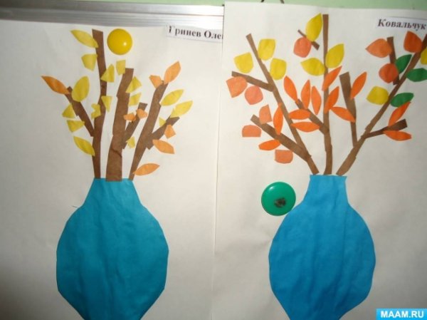 Ваза с веточками аппликация