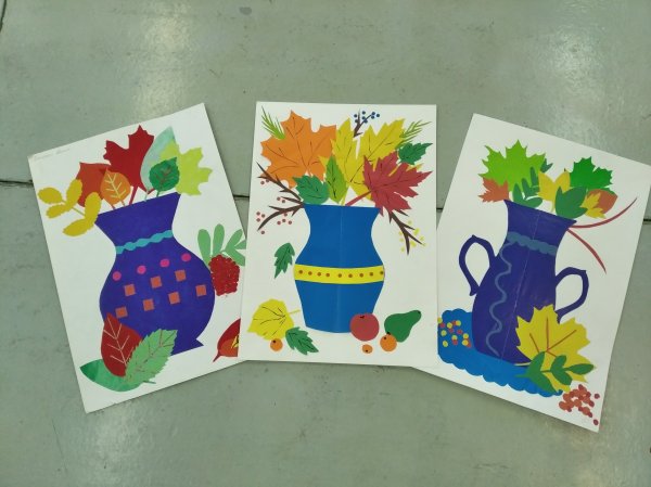 Аппликация листья в вазе