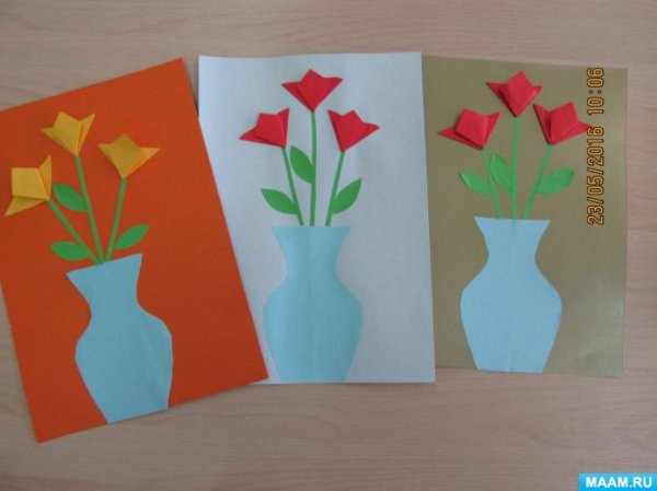 Аппликация ваза с цветами старшая группа