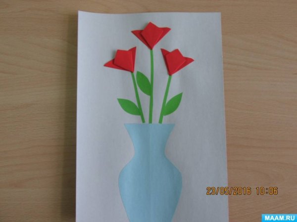 Ваза с тюльпанами аппликация в средней группе