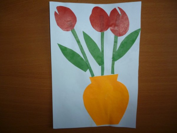 Аппликация цветы в вазе подготовительная группа