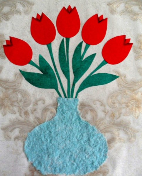Аппликация тюльпаны в вазе