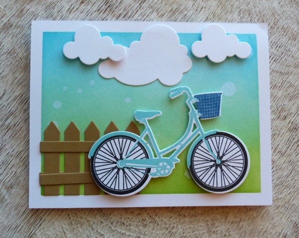 Скрап открытка с велосипедом