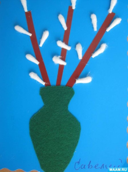 Аппликация Верба в вазе