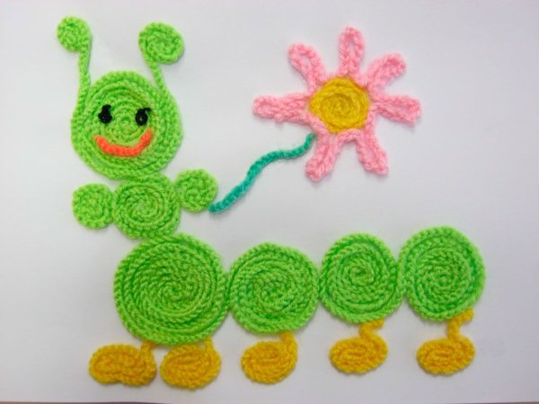 Аппликация из воздушных петель крючком