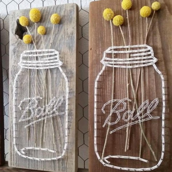 Доска с гвоздями и нитками