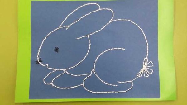 Аппликация из ниток на картоне